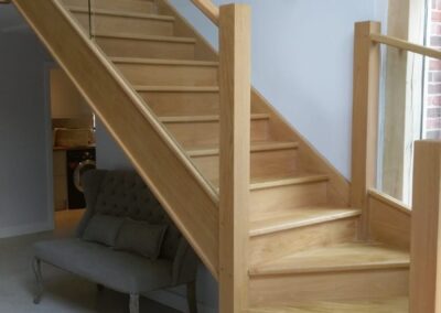 Bespoke handcrafted timber oak and glass staircase